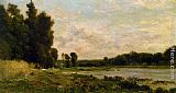Charles-Francois Daubigny Washerwoman by the River painting